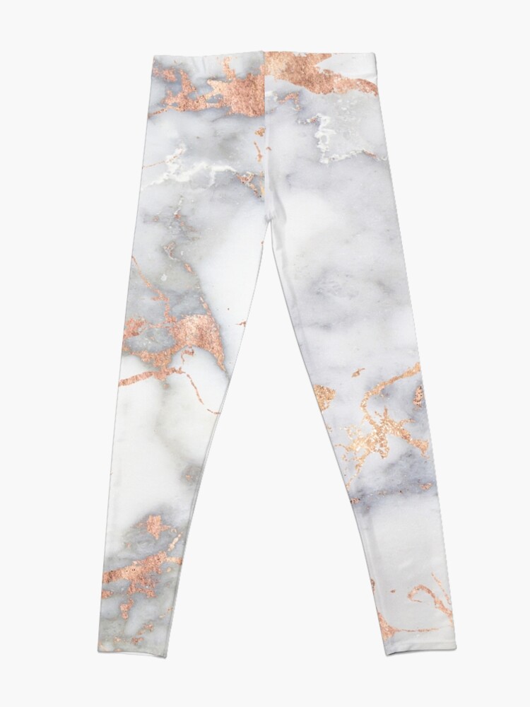 Disover Rosegold Pink Sparkle Faux Marble Leggings