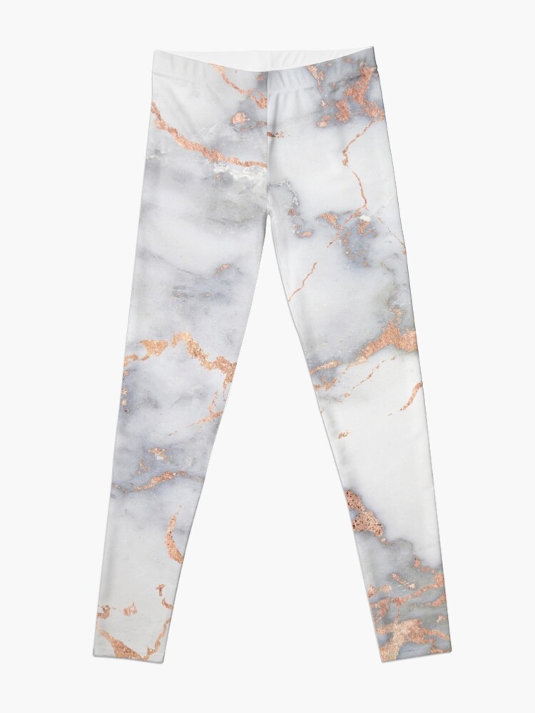 Disover Rosegold Pink Sparkle Faux Marble Leggings