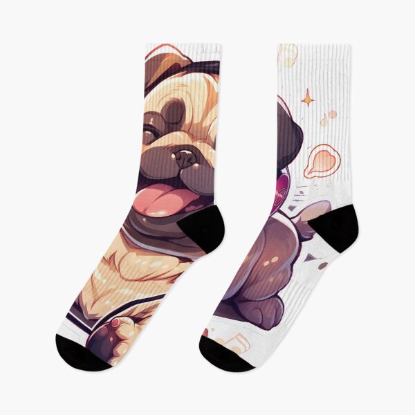 Item preview, DJ Pug with Headphones designed and sold by StickeryPickery.