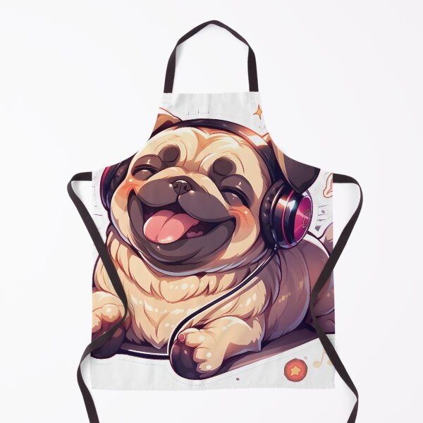 Item preview, DJ Pug with Headphones designed and sold by StickeryPickery.