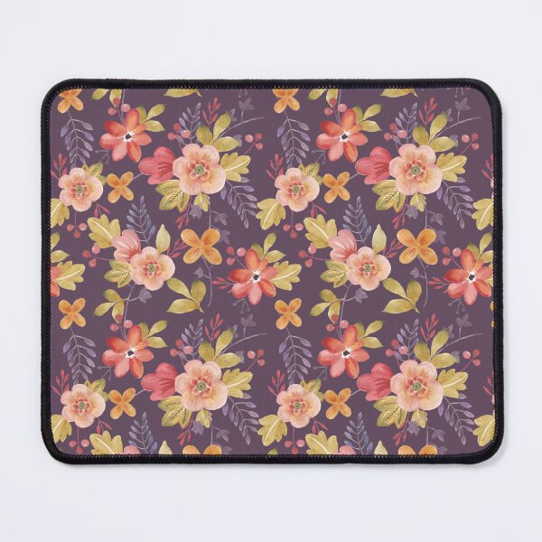 Aperçu de l'œuvre Peach Brique Fleurs Rouges Sur Violet créée et vendue par junkydotcom.
