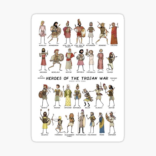 Heroes of the Trojan War BIG VERSION - Greek Myth Comix Sticker