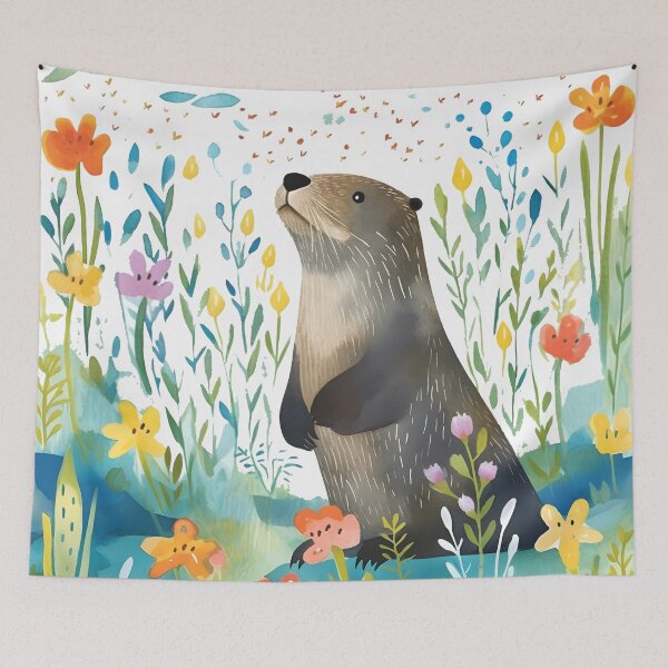 Item preview, Cute Otter Watercolor In Children's Reading Book Style designed and sold by StickeryPickery.