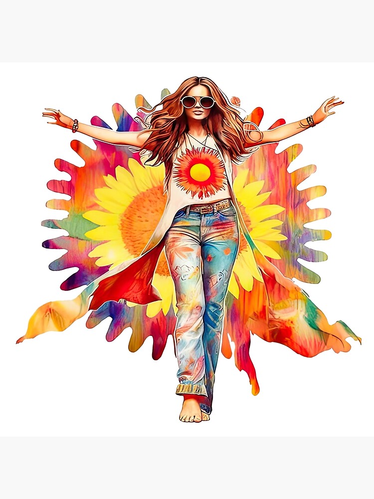 Hippie soul Groovy Summer time Good vibes 70s 80s girl rainbow psychedelic  love peace hippy hipster symbol colorful funny indie | Art Board Print