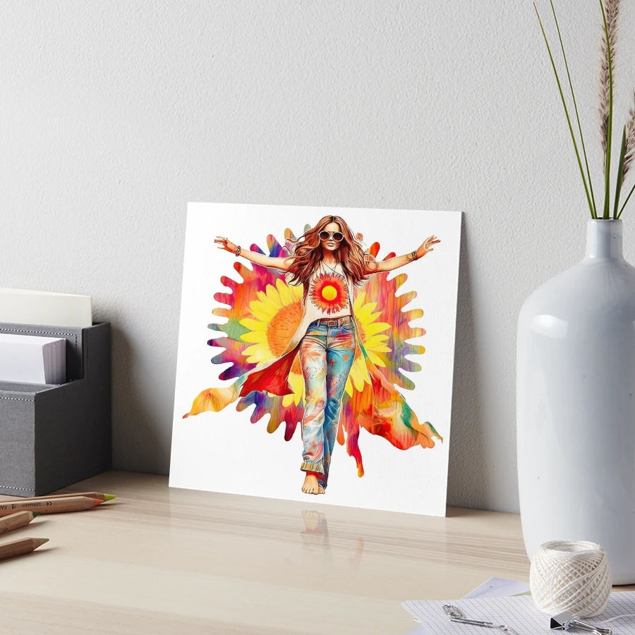 Hippie soul Groovy Summer time Good vibes 70s 80s girl rainbow psychedelic  love peace hippy hipster symbol colorful funny indie Art Board Print for  Sale by XOXStudio