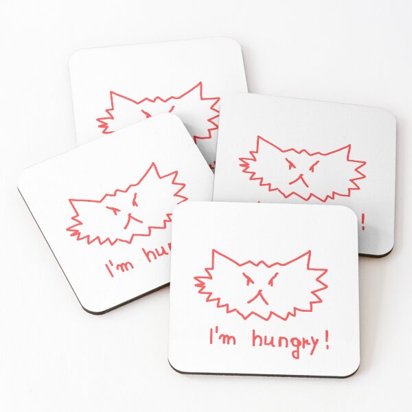 Item preview, Red drawing of a hungry cat designed and sold by Grzegorz Majerski.