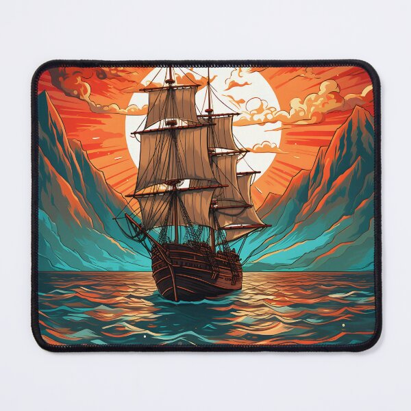 Item preview, Sailing ship on Sea with Sunlit and Mountain designed and sold by Ou-SunShine.