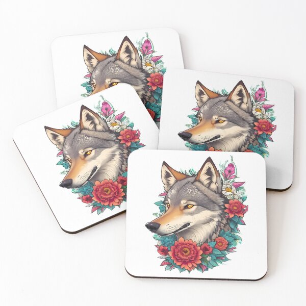 Item preview, Wolf With Flowers, Girls, Floral, Aesthetic, Wolf Lovers designed and sold by Porcupine Tees ⭐⭐⭐⭐⭐.
