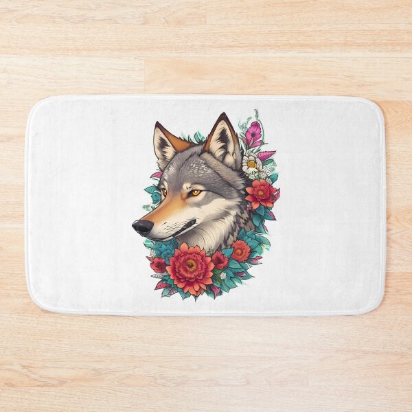 Item preview, Wolf With Flowers, Girls, Floral, Aesthetic, Wolf Lovers designed and sold by Porcupine Tees ⭐⭐⭐⭐⭐.