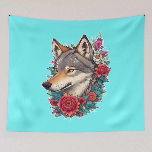 Item preview, Wolf With Flowers, Girls, Wildlife, Floral, Aesthetic, Wolf Lovers designed and sold by Porcupine Tees ⭐⭐⭐⭐⭐.