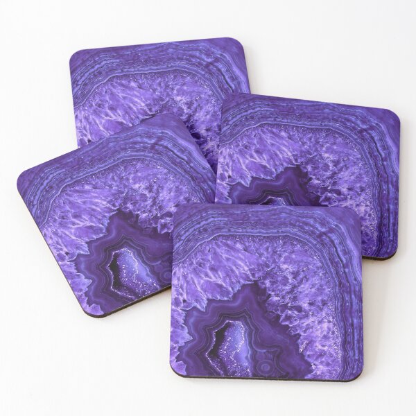 Ultra Violet Agate Mineral Gemstone Coasters (Set of 4)