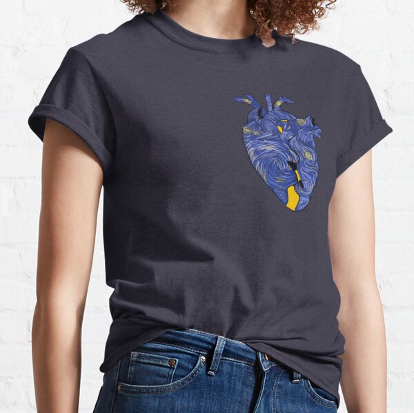 love,heart,kiss,warmth,sky,color,blue,yellow,female,female,clouds,stars,space Classic T-Shirt
