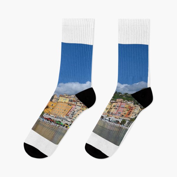 Item preview, Beach and colorful old buildings in Menton South France summer season designed and sold by goceris.