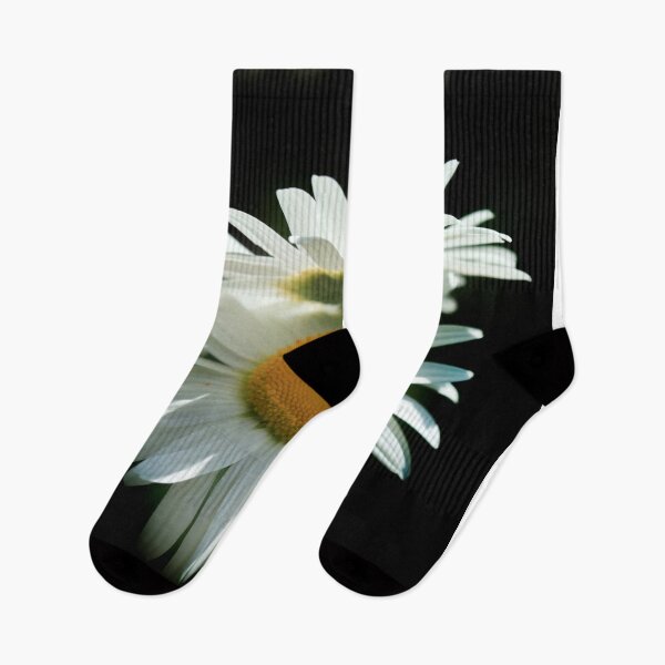 Item preview, White big chamomiles on black background designed and sold by olena2552.