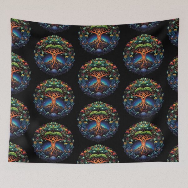 Item preview, Spiritual Aesthetic Art | Black | Sacred Yggdrasil Tree designed and sold by FantasySoul.