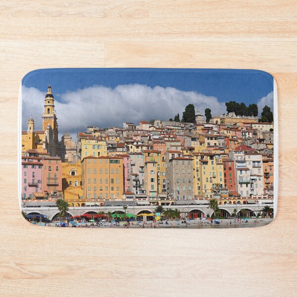 Item preview, Beach in old town Menton South France cityscape summer season designed and sold by goceris.