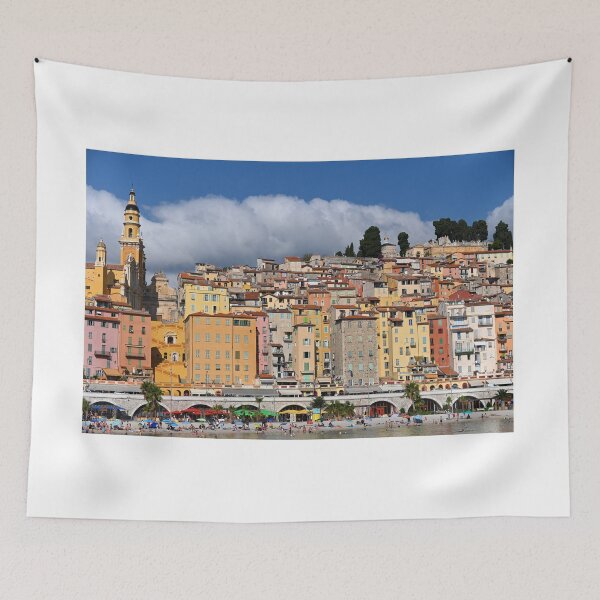 Item preview, Beach in old town Menton South France cityscape summer season designed and sold by goceris.