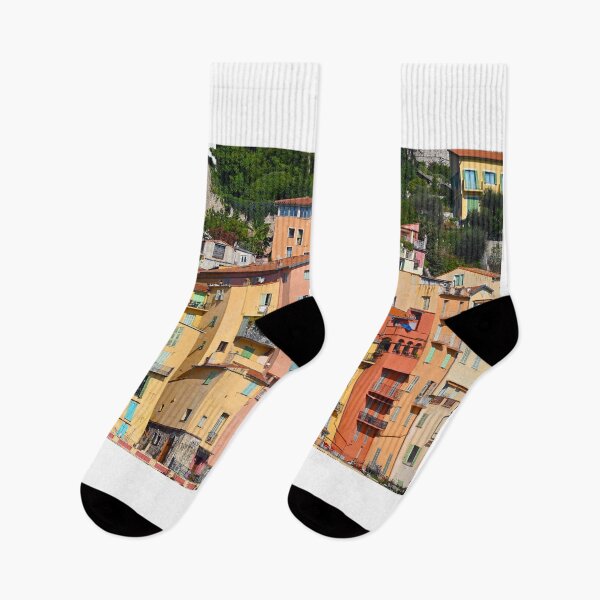 Item preview, Colorful old buildings in Menton France summertime designed and sold by goceris.