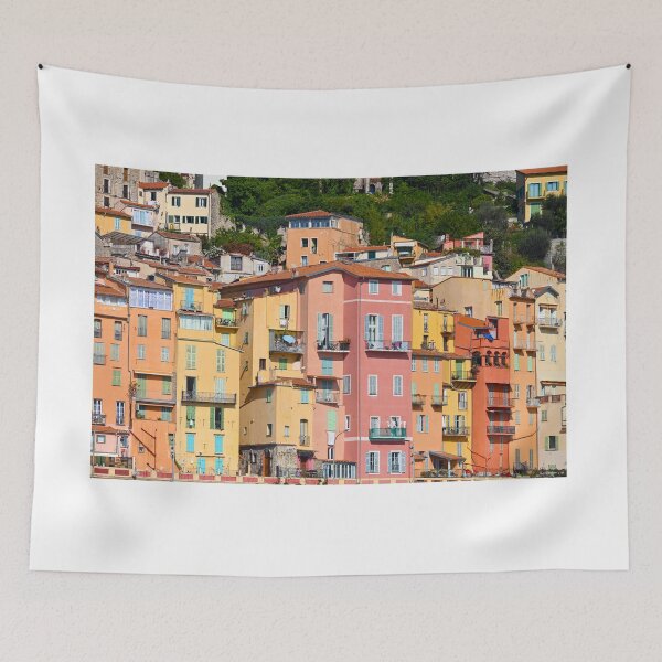 Item preview, Colorful old buildings in Menton France summertime designed and sold by goceris.
