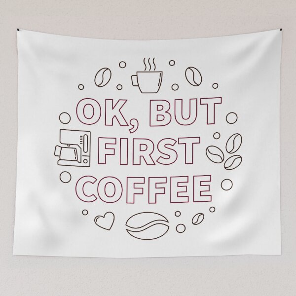 Item preview, ok, but first coffee - round outline illustration designed and sold by venomousvector.