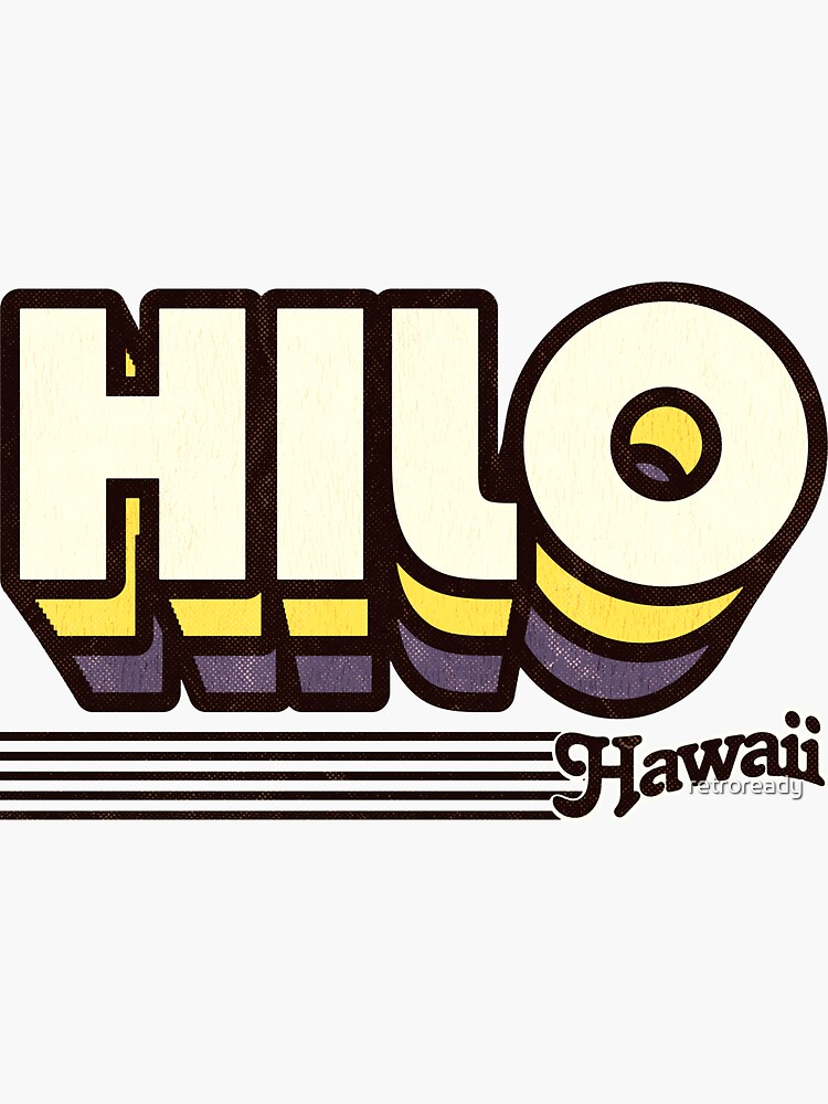 Hilo, Hawaii | Retro Stripes | Sticker