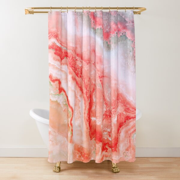 Luxury Rose Gold Agate Marble Geode Gem Shower Curtain