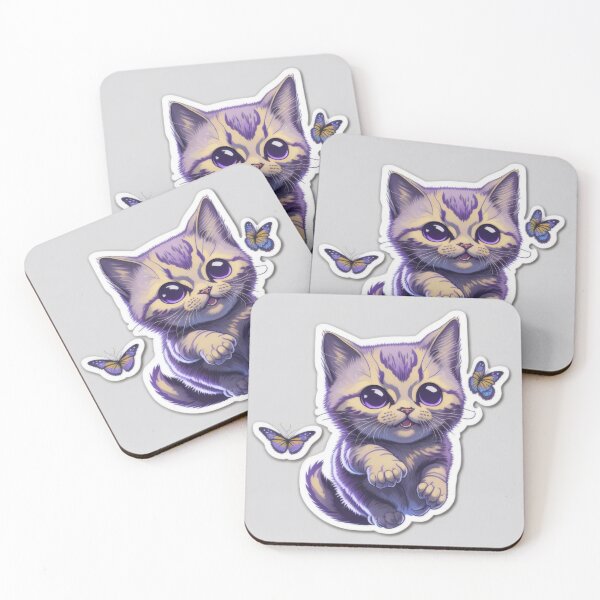 Item preview, Cute Animal Sticker - Cat chasing butterfly! designed and sold by ROBIN MACGREGOR.