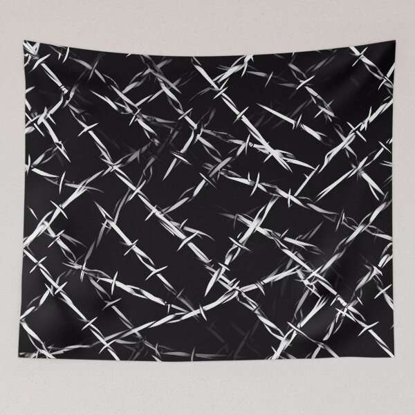 Item preview, Silver barbed wire on black background designed and sold by Nosy is Everything.