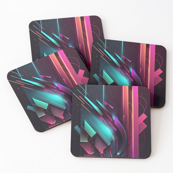 Item preview, abstract neon- pink and blue designed and sold by R&B Art and design.