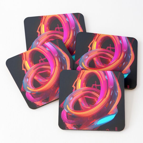 Item preview, abstract neon- rings designed and sold by R&B Art and design.