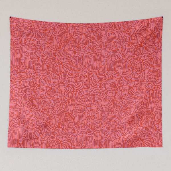Item preview, Fingerprint Lines in Red Pink Clash designed and sold by lurepeating.