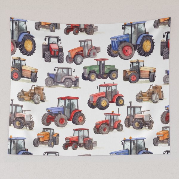 Item preview, Watercolour Tractors Seamless Pattern designed and sold by PatternStudios.