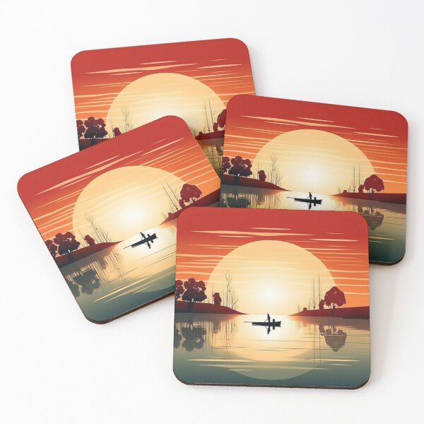 Item preview, Serene Lake with Captivating Sunset and Radiant Moon designed and sold by BubbleSpy.