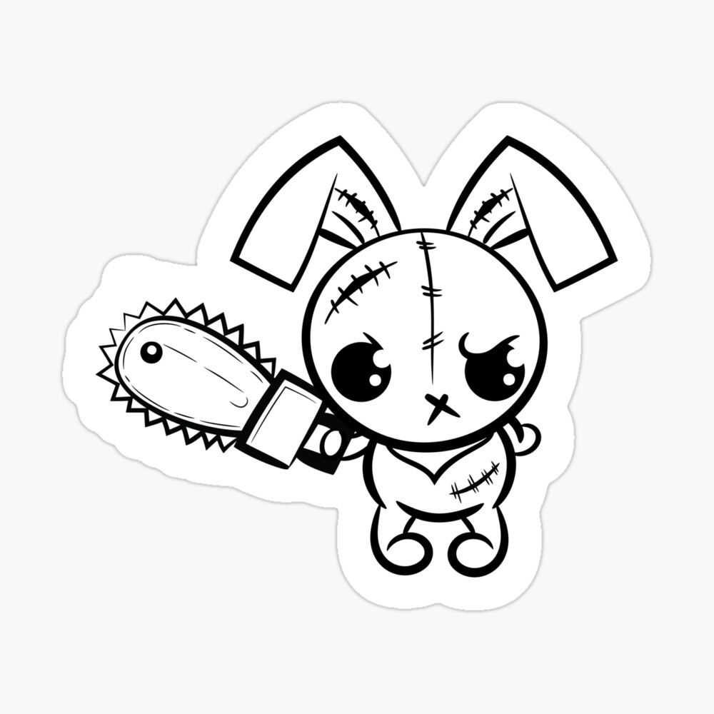 Premium Vector  Crazy voodoo rabbit doll walking through. colored cute  evil doll isolated. funny zombie monster.