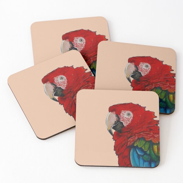 Item preview, Red Macaw Parrot Gouache Painting designed and sold by wejollydigitals.