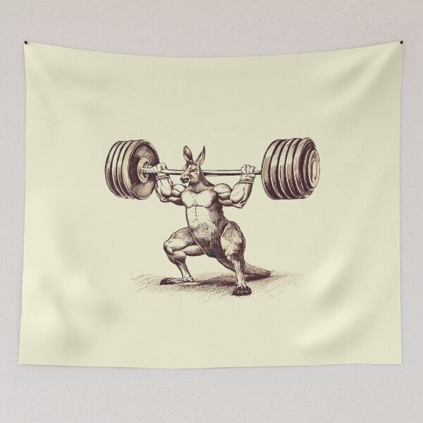 Item preview, Vintage Strength: Kangaroo's Weightlifting Journey designed and sold by ciaobebo.