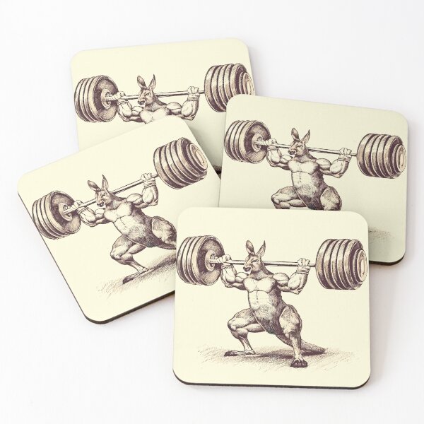 Item preview, Vintage Strength: Kangaroo's Weightlifting Journey designed and sold by ciaobebo.