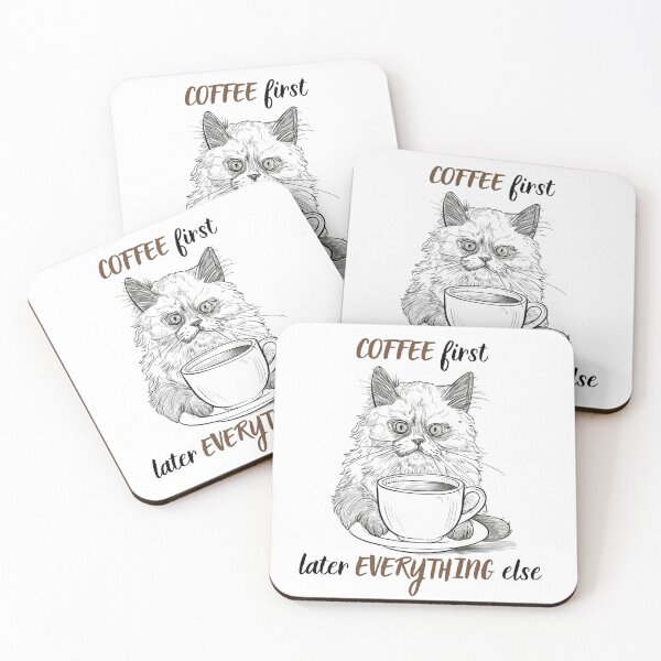 Item preview, Caffeine & Cuddles - Cozy Cat with Coffee Cup Design designed and sold by Adam Arts.