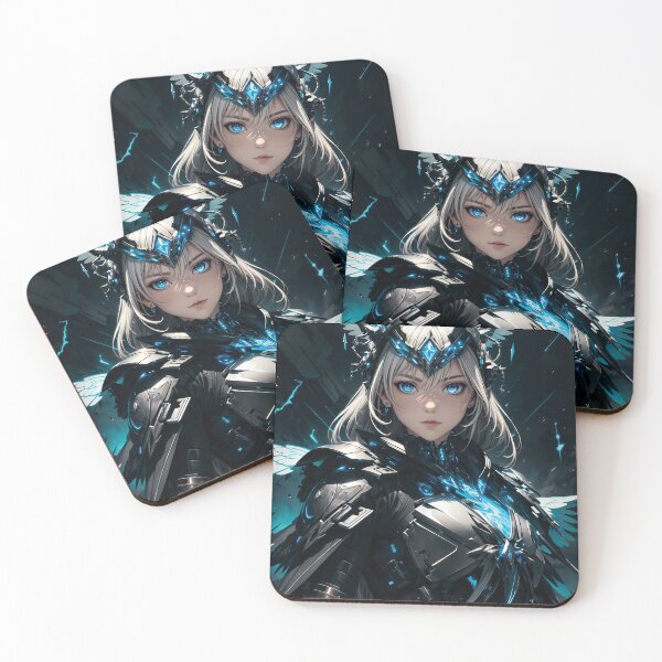 Item preview, Anime Cybernetic Valkyrie Girl in Blue and Silver designed and sold by ByteyCreatives.