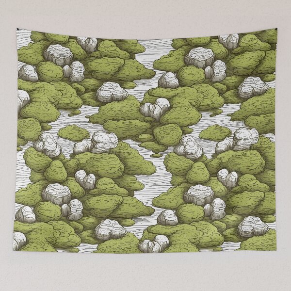 Item preview, Organic Harmony: Hand-Drawn Moss and Stone Wallpaper designed and sold by GiveMeMood.
