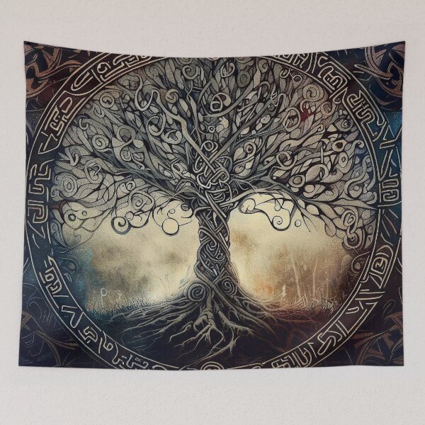 Item preview, Yggdrasil - tree of life with runic pattern designed and sold by TomFrontierArt.