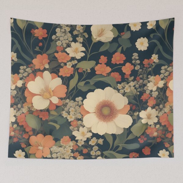 Item preview, AI Generated 70s Watercolor Tropical Flower and Leaf pattern  designed and sold by AiArtMerch.