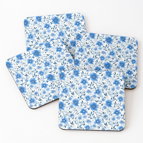 Item preview, Blue floral pattern  designed and sold by florallover444.