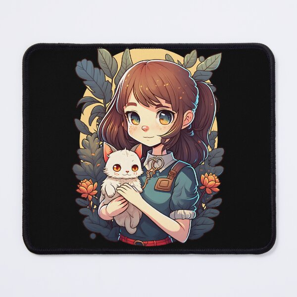 Item preview, Girl and Cat Kawaii Anime Cat Lovers designed and sold by SecretDicer.