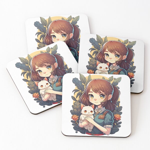 Item preview, Girl and Cat Kawaii Anime Cat Lovers designed and sold by SecretDicer.