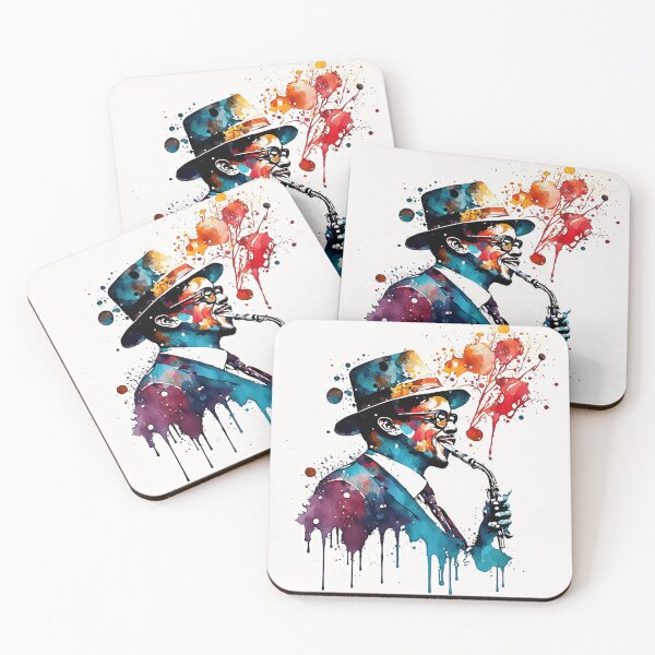 Item preview, Music festival in ink color droplets.  Jazz musicians wild saxophone at music events designed and sold by Gugurat.