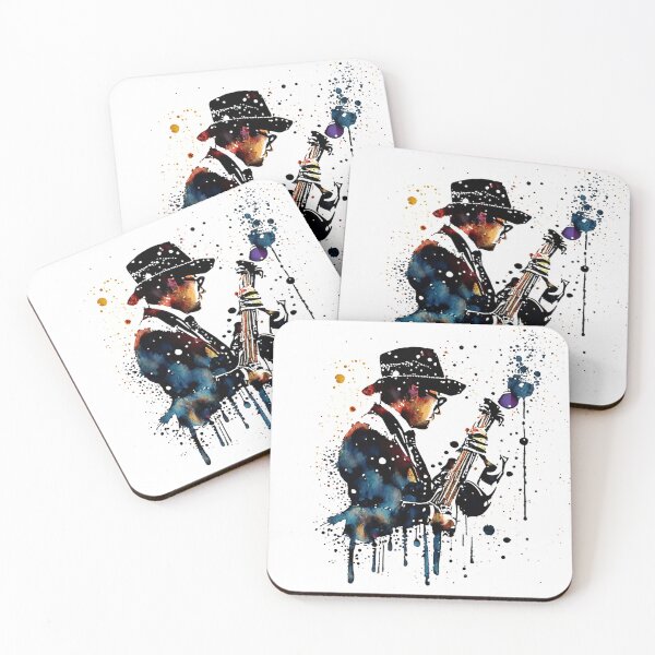 Item preview, Music festival in ink color droplets.  Male musician playing bass at a music event. designed and sold by Gugurat.