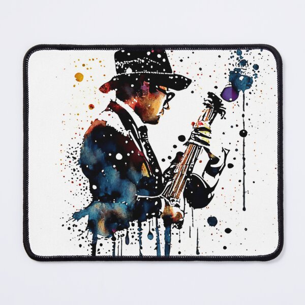 Item preview, Music festival in ink color droplets. Male musician playing bass at a music event. designed and sold by Gugurat.