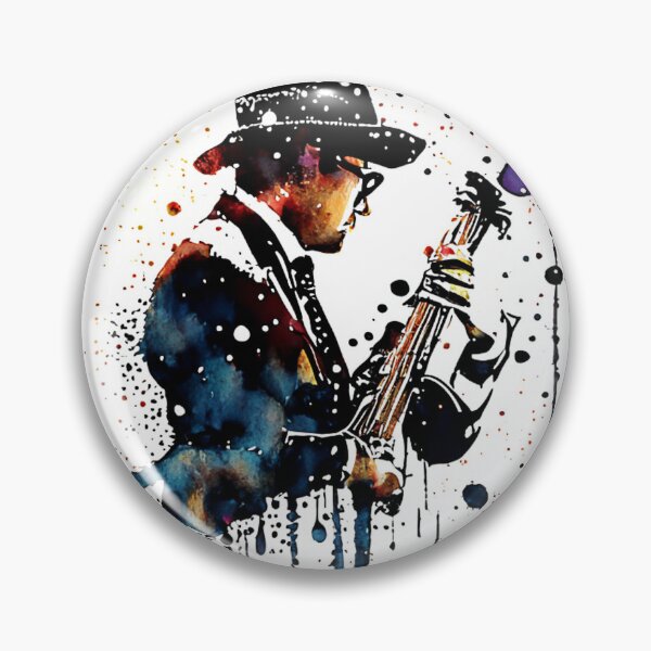 Item preview, Music festival in ink color droplets.  Male musician playing bass at a music event. designed and sold by Gugurat.