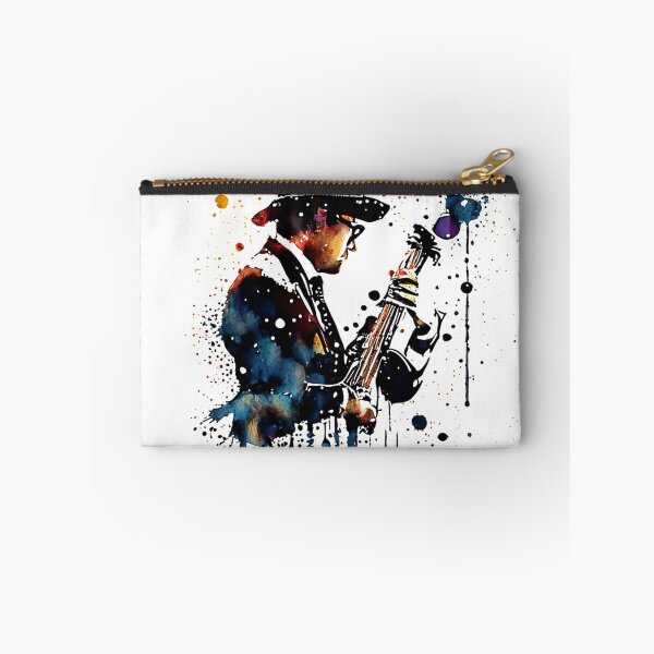 Item preview, Music festival in ink color droplets.  Male musician playing bass at a music event. designed and sold by Gugurat.